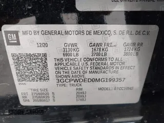 2021 Chevrolet Silverado 1500 RST with VIN 3GCPWDED0MG199357, listed as a IAAI auction lot 41355019 with 93,943 mi miles. Bid and sale history available at carsss.com. Image 9.