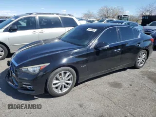 2014 Infiniti Q50 Hybrid Sport with VIN JN1AV7AP7EM692142, listed as a Copart auction lot 49539565 with 157,918 mi miles and Salvage Title. Bid and sale history available at carsss.com. Image 1.