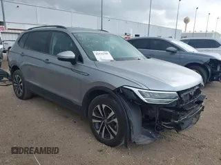 2023 Volkswagen Tiguan S with VIN 3VVRB7AX4PM015440, listed as a IAAI auction lot 42132705 with 37,482 mi miles and . Bid and sale history available at DreamBid. Image 1.