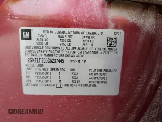 2012 GMC Terrain SLE-2 z VIN 2GKFLTE55C6237445, wystawiony jako Copart lot #53320725 z przebiegiem 142 920 mil mil oraz Szkoda całkowita • Salvage title. Historia ofert i sprzedaży dostępna na DreamBid. Obrazek 16.