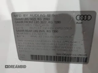2015 Audi Q5 Premium Plus with VIN WA1DGAFP1FA106932, listed as a IAAI auction lot 41563975 with 108,646 mi miles. Bid and sale history available at carsss.com. Image 9.