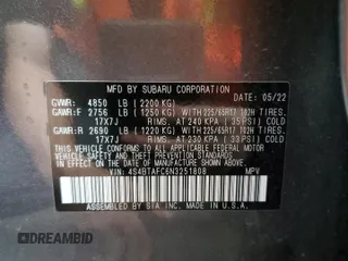 2022 Subaru Outback Premium z VIN 4S4BTAFC6N3251808, wystawiony jako Copart lot #61209985 z przebiegiem 26 922 mil mil oraz Szkoda całkowita • Salvage title. Historia ofert i sprzedaży dostępna na DreamBid. Obrazek 13.