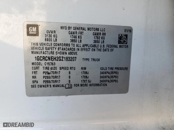 2016 Chevrolet Silverado 1500 Work Truck with VIN 1GCRCNEH2GZ183207, listed as a Copart auction lot 47076955 with 123,967 mi miles and Non Repairable. Bid and sale history available at carsss.com. Image 13.