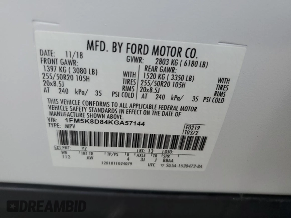 2019 Ford Explorer XLT z VIN 1FM5K8D84KGA57144, wystawiony jako Copart lot #60521115 z przebiegiem 131 517 mil mil oraz Szkoda całkowita • Salvage title. Historia ofert i sprzedaży dostępna na DreamBid. Obrazek 13.