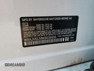 2019 BMW 6 Series 640i xDrive with VIN WBAJV6C56KBK08906, listed as a Copart auction lot 63537043 with 30,258 mi miles and . Bid and sale history available at carsss.com. Image 14.