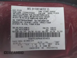 2006 Ford Taurus SE with VIN 1FAFP53U96A105453, listed as a IAAI auction lot 41927639 with 132,670 mi miles. Bid and sale history available at carsss.com. Image 9.