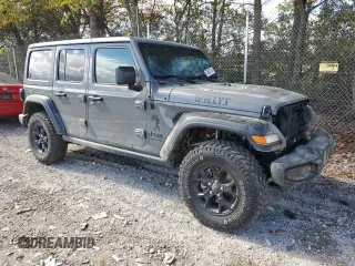 2022 Jeep Wrangler Unlimited Willys with VIN 1C4HJXDG5NW103726, listed as a Copart auction lot 75965134 with 21,536 mi miles and Salvage Title. Bid and sale history available at DreamBid. Image 4.