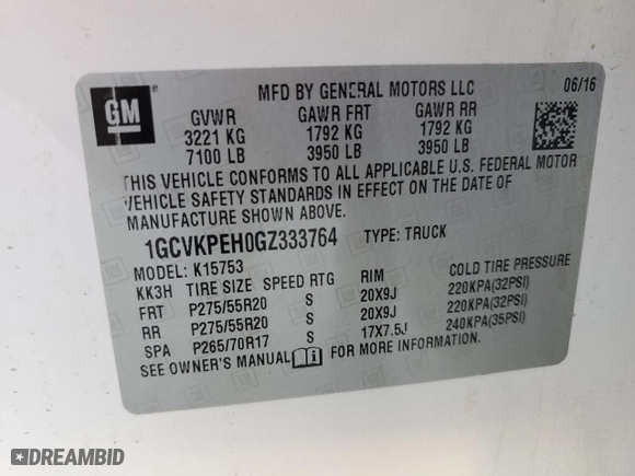 2016 Chevrolet Silverado 1500 Custom with VIN 1GCVKPEH0GZ333764, listed as a Copart auction lot 70680344 with 95,972 mi miles and Salvage Title. Bid and sale history available at carsss.com. Image 14.