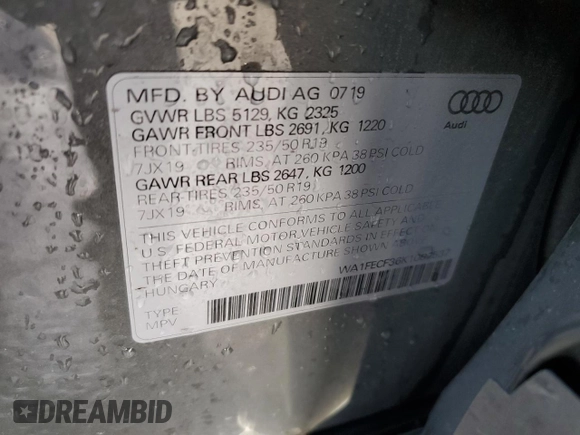 2019 Audi Q3 S line Prestige with VIN WA1FECF36K1087537, listed as a Copart auction lot 80520984 with 39,183 mi miles and Clean Title. Bid and sale history available at carsss.com. Image 13.