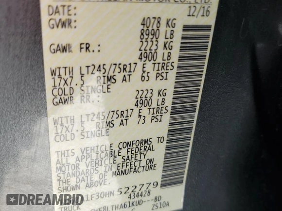 2017 Nissan Titan S с VIN 1N6BA1F30HN522779, выставлен на аукционе Copart как лот 53820625 с пробегом 70 877 миль миль и Чистый • Clean title. История ставок и продаж доступна на DreamBid. Изображение 12.