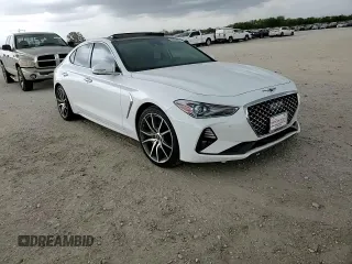 2021 Genesis G70 2.0T with VIN KMTG44LA2MU066726, listed as a Copart auction lot 50803555 with 28,618 mi miles and Salvage title. Bid and sale history available at DreamBid. Image 10.