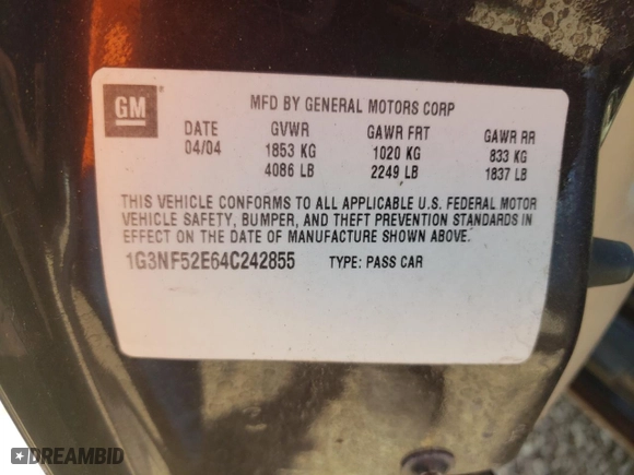 2004 Oldsmobile Alero GLS with VIN 1G3NF52E64C242855, listed as a Copart auction lot 80147774 with 220,157 mi miles and Salvage Title. Bid and sale history available at carsss.com. Image 13.