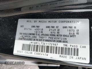 2014 Mazda 3 i Touring with VIN JM1BM1L73E1172987, listed as a IAAI auction lot 42111043 with 121,168 mi miles and . Bid and sale history available at DreamBid. Image 9.