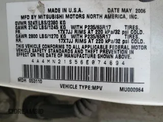2006 Mitsubishi Endeavor LS with VIN 4A4MN21S56E074694, listed as a Copart auction lot 62396454 with 325,603 mi miles and Clean Title. Bid and sale history available at carsss.com. Image 13.
