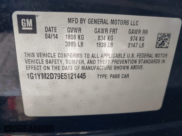 2014 Chevrolet Corvette Z51 3LT z VIN 1G1YM2D79E5121445, wystawiony jako IAAI lot #41652476 z przebiegiem 56 988 mil mil oraz . Historia ofert i sprzedaży dostępna na DreamBid. Obrazek 9.