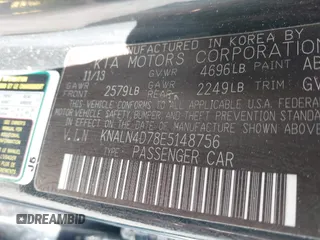 2014 Kia Cadenza Premium with VIN KNALN4D78E5148756, listed as a IAAI auction lot 41518113 with 109,613 mi miles. Bid and sale history available at carsss.com. Image 9.