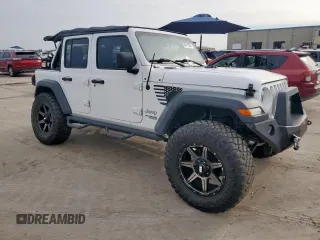 2018 Jeep Wrangler Unlimited Sport with VIN 1C4HJXDG5JW116017, listed as a Copart auction lot 60175975 with 56,055 mi miles and Salvage title. Bid and sale history available at DreamBid. Image 4.
