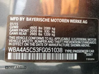 2015 BMW 4 Series 428i z VIN WBA4A5C53FG051038, wystawiony jako Copart lot #54909705 z przebiegiem 101 536 mil mil oraz Nie do naprawy • Non repairable. Historia ofert i sprzedaży dostępna na DreamBid. Obrazek 13.