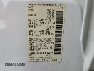 2020 Nissan Murano SV with VIN 5N1AZ2BS0LN118637, listed as a Copart auction lot 44741125 with 141,518 mi miles and Salvage Title. Bid and sale history available at DreamBid. Image 13.
