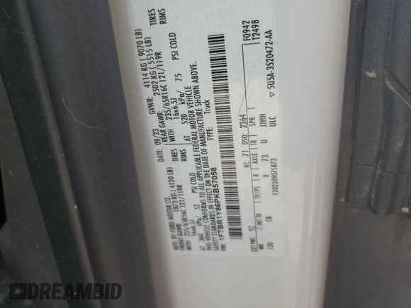 2023 Ford Transit Cargo z VIN 1FTBR1Y86PKB57058, wystawiony jako Copart lot #62183465 z przebiegiem Nie podano mil oraz Czysty tytuł • Clean title. Historia ofert i sprzedaży dostępna na DreamBid. Obrazek 13.