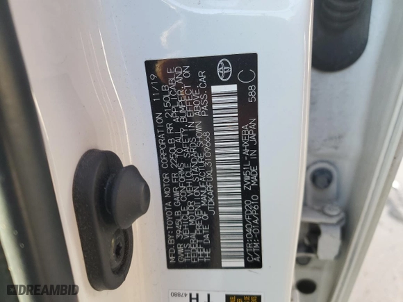 2020 Toyota Prius L Eco with VIN JTDKARFUXL3109668, listed as a Copart auction lot 48667445 with 103,307 mi miles and Salvage Title. Bid and sale history available at carsss.com. Image 12.
