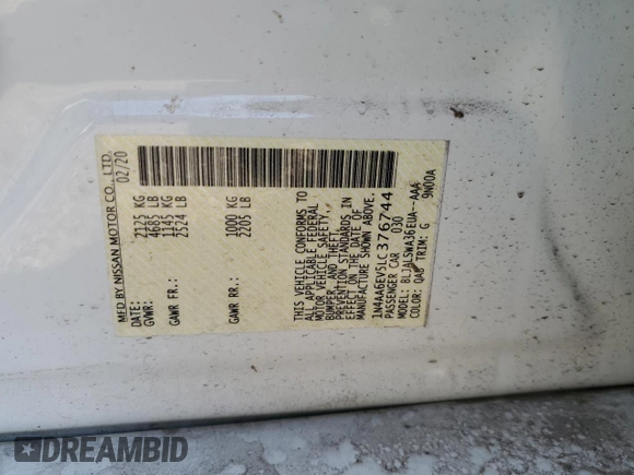 2020 Nissan Maxima SR с VIN 1N4AA6EV5LC376744, выставлен на аукционе Copart как лот 54367555 с пробегом 13 828 миль миль и Списание • Salvage title. История ставок и продаж доступна на DreamBid. Изображение 12.