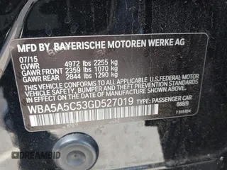 2016 BMW 5 Series 528i with VIN WBA5A5C53GD527019, listed as a IAAI auction lot 41625835 with 99,264 mi miles. Bid and sale history available at carsss.com. Image 9.