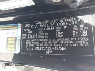 2013 Kia Sportage EX with VIN KNDPCCA23D7427564, listed as a IAAI auction lot 42681328 with 111,963 mi miles and . Bid and sale history available at DreamBid. Image 9.
