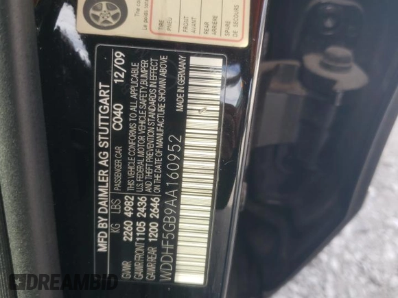 2010 Mercedes-Benz E 350 Luxury with VIN WDDHF5GB9AA160952, listed as a Copart auction lot 46392455 with 152,712 mi miles and Salvage Title. Bid and sale history available at DreamBid. Image 14.