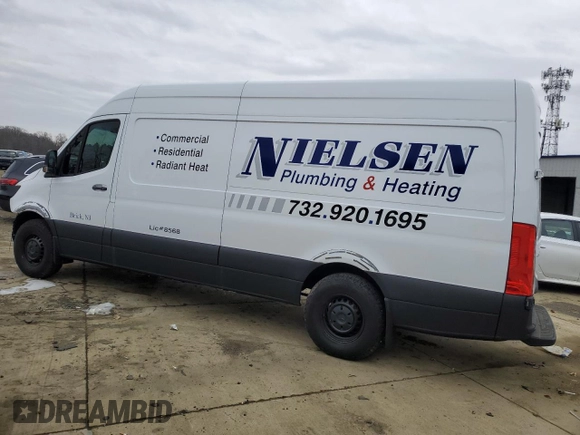 2023 Mercedes-Benz Sprinter Cargo with VIN W1Y4NCHY6PT123577, listed as a Copart auction lot 87227874 with Not Provided miles and Salvage Title. Bid and sale history available at carsss.com. Image 2.