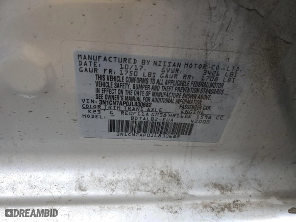 2018 Nissan Versa Sedan SV with VIN 3N1CN7AP0JL830682, listed as a Copart auction lot 43473485 with 100,491 mi miles and Salvage Title. Bid and sale history available at carsss.com. Image 15.