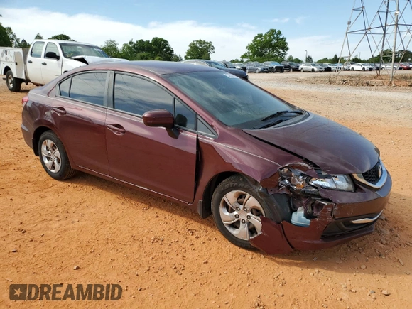2014 Honda Civic LX with VIN 2HGFB2F57EH519196, listed as a Copart auction lot 53933895 with 297,351 mi miles and Salvage Title. Bid and sale history available at DreamBid. Image 4.