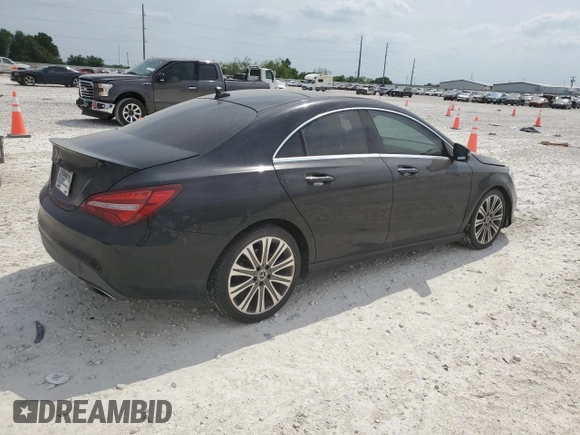 2018 Mercedes-Benz CLA with VIN WDDSJ4EB6JN686613, listed as a Copart auction lot 53536225 with 45,368 mi miles and Salvage Title. Bid and sale history available at carsss.com. Image 3.