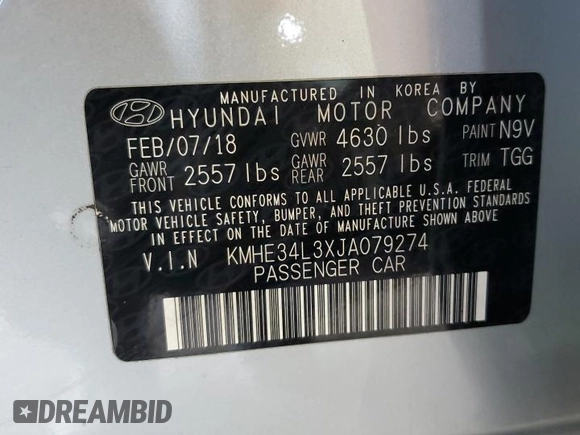 2018 Hyundai Sonata Hybrid Limited with VIN KMHE34L3XJA079274, listed as a Copart auction lot 41068464 with 120,491 mi miles and Salvage Title. Bid and sale history available at carsss.com. Image 12.