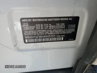 2017 BMW X1 xDrive28i z VIN WBXHT3Z36H4A55751, wystawiony jako Copart lot #56922145 z przebiegiem 62 760 mil mil oraz Szkoda całkowita • Salvage title. Historia ofert i sprzedaży dostępna na DreamBid. Obrazek 14.