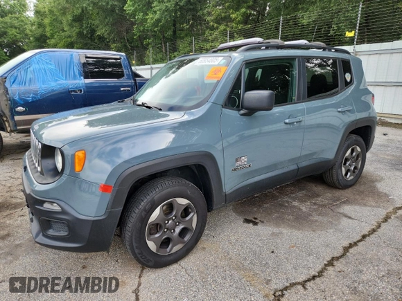 2017 Jeep Renegade Sport с VIN ZACCJBAB5HPF30248, выставлен на аукционе Copart как лот 60954805 с пробегом 86 469 миль миль и Списание • Salvage title. История ставок и продаж доступна на DreamBid. Изображение 1.