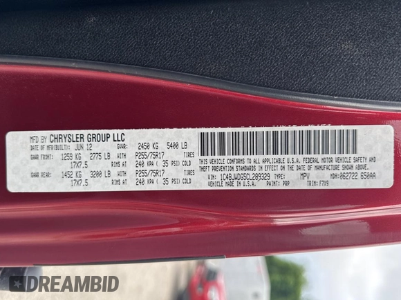 2012 Jeep Wrangler Unlimited Sport with VIN 1C4BJWDG5CL289329, listed as a Copart auction lot 65816775 with 152,632 mi miles and Clean title. Bid and sale history available at DreamBid. Image 10.