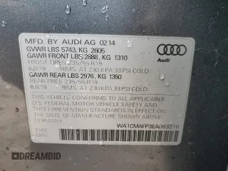 2014 Audi Q5 Premium Plus z VIN WA1CMAFP3EA093216, wystawiony jako Copart lot #50207415 z przebiegiem 52 781 mil mil oraz Szkoda całkowita • Salvage title. Historia ofert i sprzedaży dostępna na DreamBid. Obrazek 13.