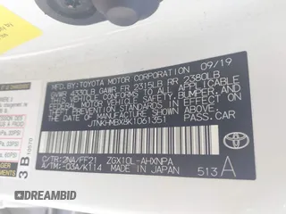 2019 Toyota C-HR XLE z VIN JTNKHMBX8K1061351, wystawiony jako IAAI lot #42053354 z przebiegiem 76 000 mil mil oraz . Historia ofert i sprzedaży dostępna na DreamBid. Obrazek 9.