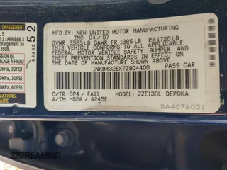 2007 Toyota Corolla CE with VIN 1NXBR32EX7Z904400, listed as a IAAI auction lot 41952406 with 141,655 mi miles and . Bid and sale history available at DreamBid. Image 9.
