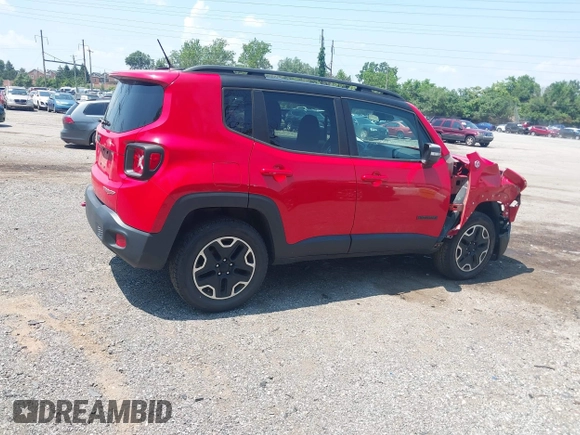 2016 Jeep Renegade Trailhawk with VIN ZACCJBCT0GPD21696, listed as a IAAI auction lot 42651973 with 91,106 mi miles and . Bid and sale history available at DreamBid. Image 4.