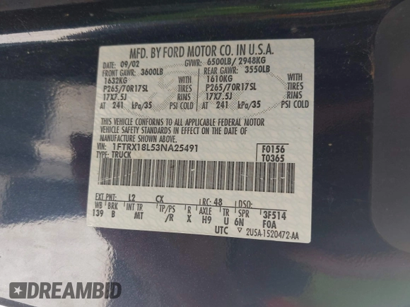 2003 Ford F-150 XL z VIN 1FTRX18L53NA25491, wystawiony jako IAAI lot #42463000 z przebiegiem 183 702 mil mil oraz . Historia ofert i sprzedaży dostępna na DreamBid. Obrazek 9.