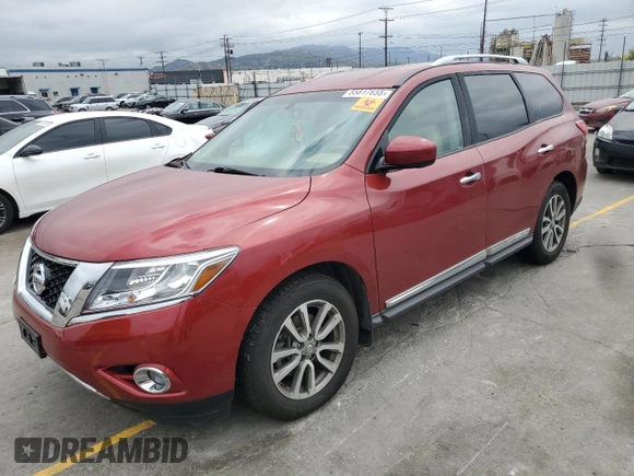 2015 Nissan Pathfinder SL with VIN 5N1AR2MN7FC640690, listed as a Copart auction lot 55817655 with 116,718 mi miles and Salvage title. Bid and sale history available at DreamBid. Image 1.