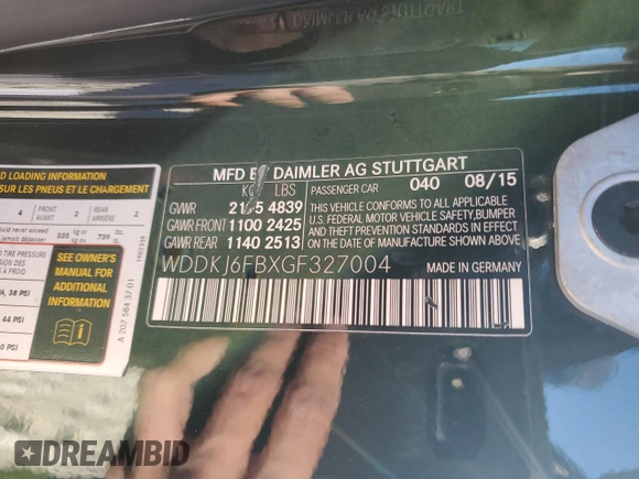 2016 Mercedes-Benz E 400 with VIN WDDKJ6FBXGF327004, listed as a Copart auction lot 49846445 with 108,609 mi miles and Salvage Title. Bid and sale history available at DreamBid. Image 13.
