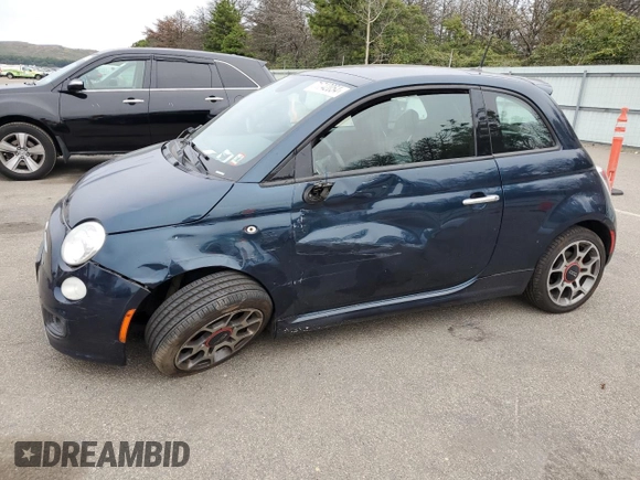 2014 FIAT 500 Sport with VIN 3C3CFFBR8ET195256, listed as a Copart auction lot 71742054 with 62,421 mi miles and Salvage Title. Bid and sale history available at carsss.com. Image 1.