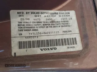 1998 Volvo V70 XC Cross Country с VIN YV1LZ5648W2511117, выставлен на аукционе IAAI как лот 42391801 с пробегом 111 401 миль миль и . История ставок и продаж доступна на DreamBid. Изображение 9.