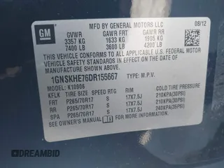 2013 Chevrolet Suburban LS with VIN 1GNSKHE76DR155667, listed as a IAAI auction lot 41053774 with 118,655 mi miles. Bid and sale history available at carsss.com. Image 9.