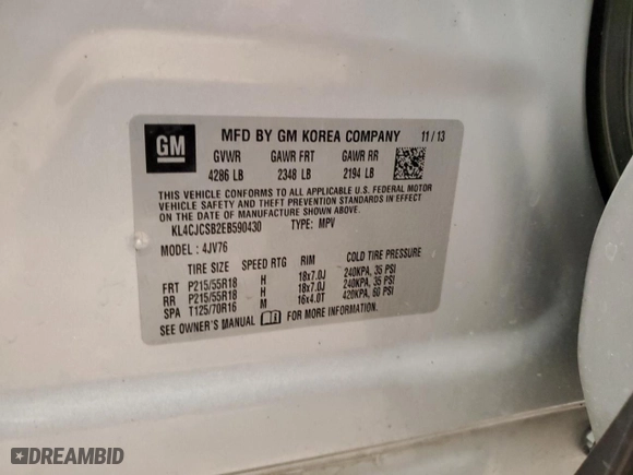 2014 Buick Encore Leather with VIN KL4CJCSB2EB590430, listed as a Copart auction lot 49534445 with 145,668 mi miles and Salvage Title. Bid and sale history available at carsss.com. Image 15.