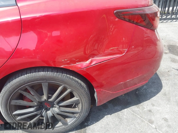 2022 Infiniti Q50 Red Sport 400 with VIN JN1FV7DP0NM370170, listed as a IAAI auction lot 41879005 with 29,272 mi miles and . Bid and sale history available at DreamBid. Image 6.