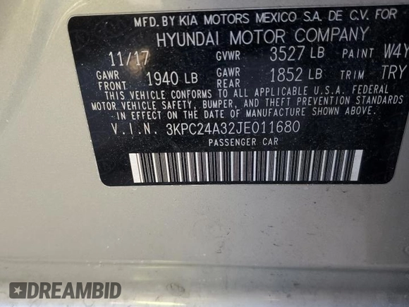 2018 Hyundai Accent SE with VIN 3KPC24A32JE011680, listed as a Copart auction lot 85674814 with 66,939 mi miles and Salvage Title. Bid and sale history available at carsss.com. Image 12.